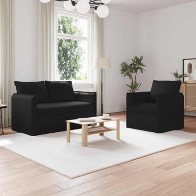 vidaXL Bankstel 2 pcs Zwart 136 x 82 x 85 cm Stof