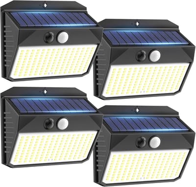 Oplaadbare Zonne-energie Lampen voor Buiten met Bewegingssensor - Set van 2 150 LED Tuinlampen - IP65 Waterdicht en Multifunctionele Verlichting