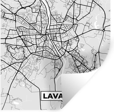 Muurstickers - Sticker Folie - Laval – Plattegrond - Frankrijk – Kaart – Stadskaart - 100x100 cm - Plakfolie - Muurstickers Kinderkamer - Zelfklevend Behang XXL - Zelfklevend behangpapier - Stickerfolie