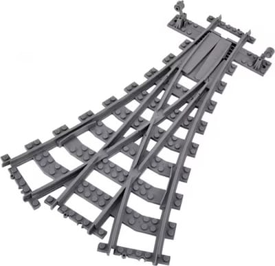 bricksNblocks® Splitsing 1 naar 3, ook geschikt voor standaard blokjes treinbanen | compatible met treinrails en wissels van andere merken bouwblokjes| wissel / splitsing voor standaard blokjes treinbanen