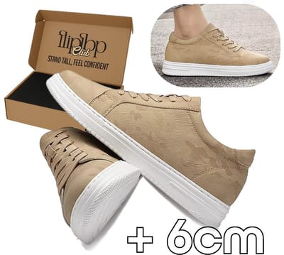 FLIPFLOP CLUB Verhogende Sneakers Heren (37) – +6 cm Lengte – Onzichtbare Verhoging – Comfort Sneakers – Kunstleer – Casual Schoenen Beige