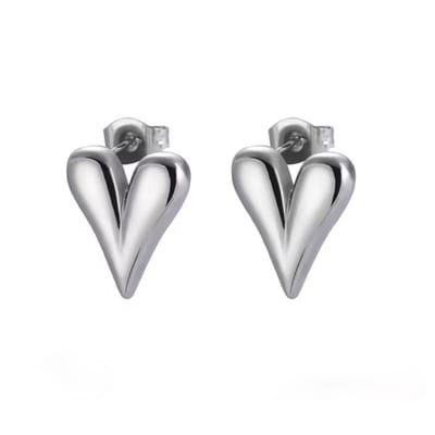 Yehwang Oorknopjes Hartje, Zilverkleurige Hart Oorbellen voor Dames, Minimalistische Stud Earrings