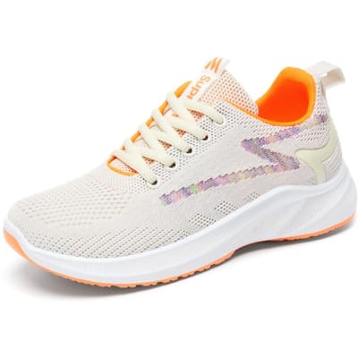 Sportschoenen Vrouwelijke Student Trend Casual Zachte Zool Enkele Schoenen Koreaanse Versie Ademende Wandelen Mesh Schoenen Damesschoenen 41 white