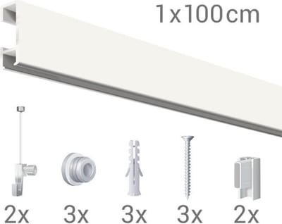 Click Rail / Ophangrail - Glanzend Wit - Complete Set 100 cm