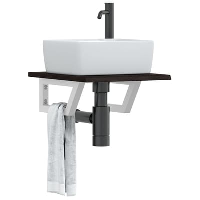 vidaXL - Badkamer - wandschap - staal - en - massief - eikenhout