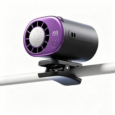 Ventilator - Mini ventilator - 2026 Auto-aircofan met klem en LED-display – 360° draaibaar, 199 instelbare snelheden, USB-oplaadbare persoonlijke koelventilator, 16℃ semi-koeling, brede klem, 2000mAh-accu (grijs)