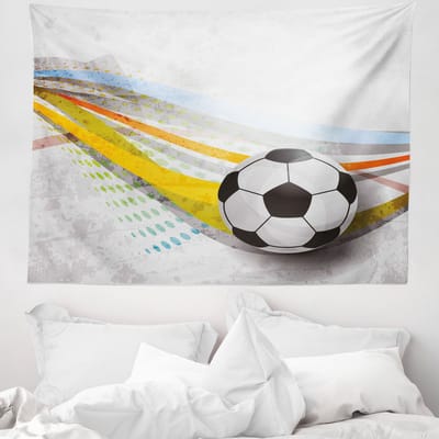 ABAKUHAUS Voetbal Wandtapijt en Sprei, Voetbalstrepen, 150 x 110 cm, Meerkleurig