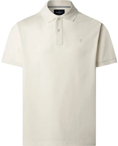Hackett Jacquard Collar Korte Mouw Poloshirt Beige,Wit XL Man