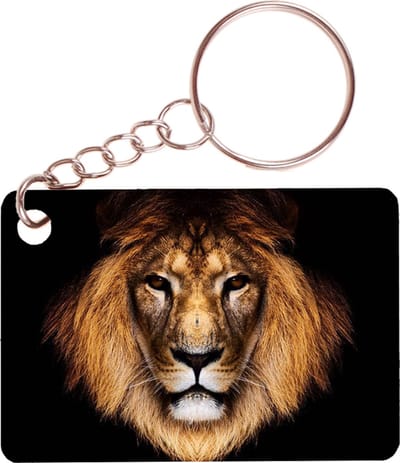Sleutelhanger 6x4cm - Leeuwenhoofd op Zwarte Achtergrond