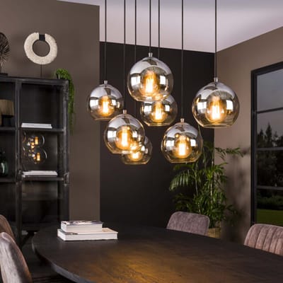 Hoyz Hoyz hanglamp bubble shaded 7 lampen industrieel /zwart