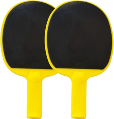 Guta Tafeltennisbats Kunststof + Rubber Geel Set 2 Stuks, Hufterproof, Indoor/Outdoor