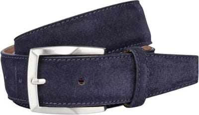 LINDENMANN suede leren heren riem - marine blauw