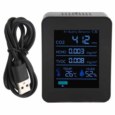 Luchtkwaliteitsmeter - CO2 detector - Binnenlucht meten - 5-in-1 sensor - Realtime data