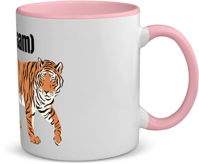 Akyol - tijger met eigen naam koffiemok - theemok - roze - Tijger - dieren liefhebber - iemand die houdt van tijgers - verjaardag - cadeau - kado - geschenk - 350 ML inhoud