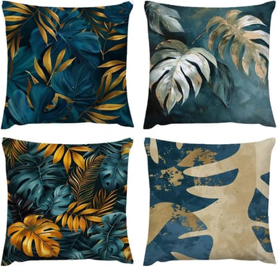 4 kussens voor buiten, tropische planten, Scandinavische planten, waterdicht, 75 x 75 cm, decoratief voor slaapkamer buiten, stoel, balkon, camping, bank, 76,2 x 76,2 cm, ademend, K-37