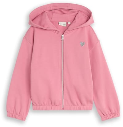 Tom Tailor - Cropped hoodie-sweatjack met borduursel - Maat 92/98 - smooth rose