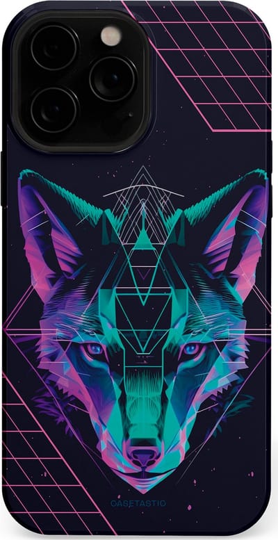 Casetastic hoesje geschikt voor Apple iPhone 13 Pro - MagSafe - Dubbellaagse bescherming - Neon Wolf - Fashion Case - Donkerblauw