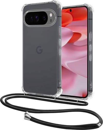Hoesje - Geschikt voor Google Pixel 9 Pro - Met Koord - Shock Proof - Siliconen Case - Back Cover - Telefoonkoord - Telefoon Hoes Shockproof - Telefoonketting - Transparant