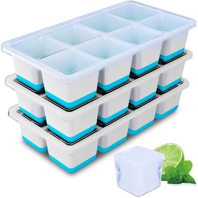 Dailygoods- IJsblokjesbak grote ijsblokjesvormen - IJsblokjesvorm met deksel - BPA-vrij - Stapelbaar - Flexibel - Rommelvrije ervaring