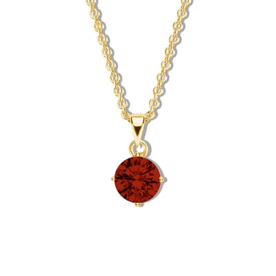 New Bling 9NB-1191 Zilveren Ketting met Zirkonia Hangertje 5mm - Rood - Ankerschakel - 1,6mm - 40+5cm - Zilver - Verguld/Goud op Zilver