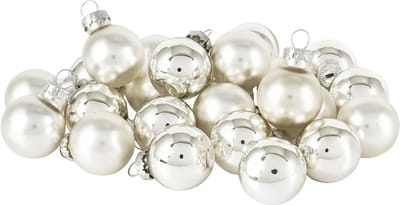 Glazen minikersthangers - diameter 2,5 - 24 stuks - xmas mini baubles - zilver