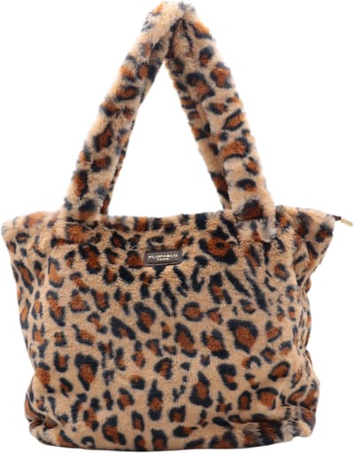 Trendy handtas / shopper - Flora & Co - animal print - furry - beige
