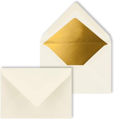 Mini Enveloppen - Kleine Enveloppen - Geldgeschenken - Goudkleurige Voering - 81 x 114 cm - Natuurlijk Wit