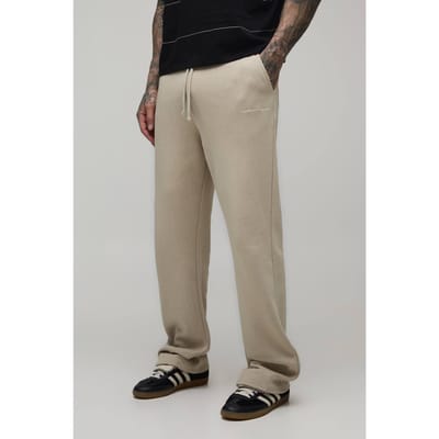 Rechte Joggingbroek Met Borduursel | Stone | Size XS