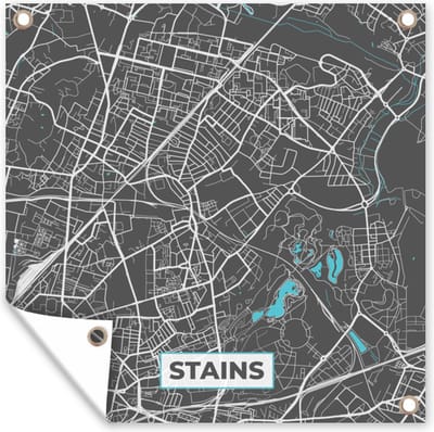 Tuin poster Stains - Plattegrond - Kaart - Stadskaart - Frankrijk - 200x200 cm - Tuindoek