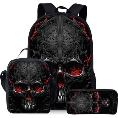 Drie Delige Set met Skeletpatroon Rugzakken voor Jongens en Meisjes Beste Cadeaus 2D Platte Cartoon Schoolrugzak voor Kinderen