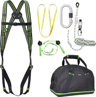Kratos complete set valbeveiliging basic - Veiligheidslijn - Ankerstrop - Trauma riem - Extra karabijnhaak