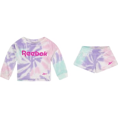 Reebok T-shirt-set met krulmotief voor babymeisjes (Orchidee Bloei)