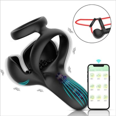 Daity Vibrerende Cockring voor Heren – Penisring met Perineum & Ballstretcher Stimulatie – 10 Vibratiestanden – Testikel Stimulator & BDSM Speeltje, App-bediening