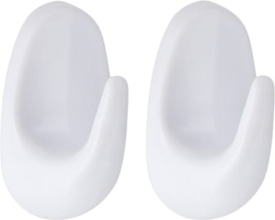 Tendance Plakhaakje - 4 x 3 x 7 cm -Zelfklevende ophang haakjes - 2x stuks - kunststof - wit - keuken/badkamer haken