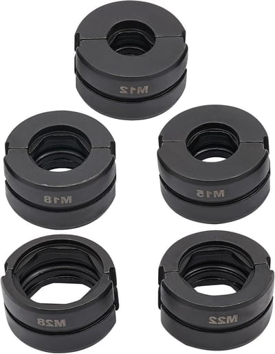 Persinzetstukken Leidingen - Krimptangen Inzet - Leidingen Krimpen - Vijf Maten Set - Tot 28mm - Zwart