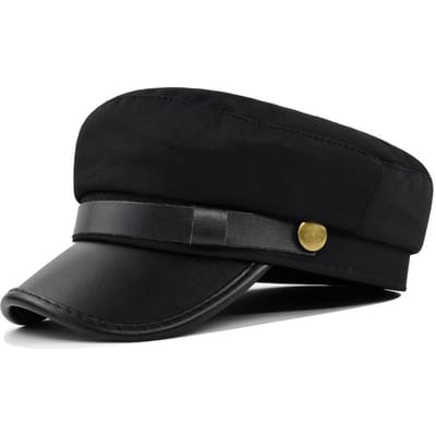 Platte pet Vintage marineblauwe pet Platte tophoed Achthoekige hoed Platte klepppetten Warme bakkerspet Herfst Wintermuts Dames Heren black