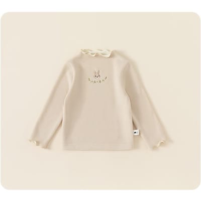 Meisjes Basis Shirt Lente Nieuw Kinder T-shirt met Lange Mouwen Meisjes Schat Lente en Herfst Tops Binnen de Kinderkleding Trend 90cm beige