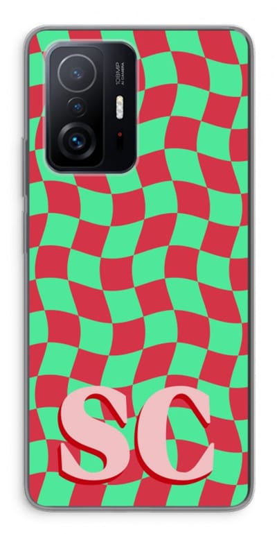 Gepersonaliseerd - Case Company® - Hoesje geschikt voor Xiaomi 11T Pro hoesje - Grid Monogram - Soft Cover Telefoonhoesje - Bescherming aan alle Kanten en Schermrand