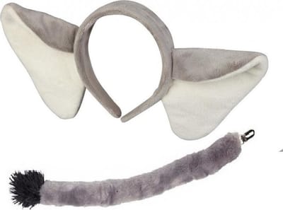 Dieren verkleed setje - Olifant - voor kinderen - Oren en een staart - Carnaval - verkleden