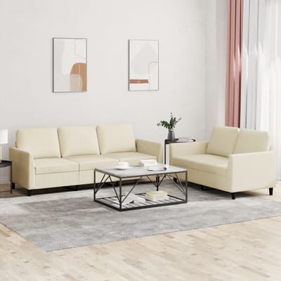 vidaXL - 2-delige - Loungeset - met - kussens - kunstleer - crème