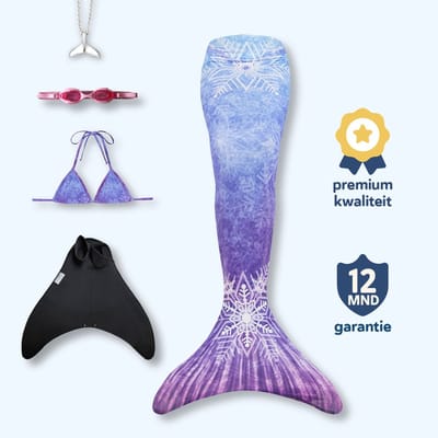 Isa zeemeerminstaart maat 122-128 met bikini - monovin met voetvakken - zwembril en ketting