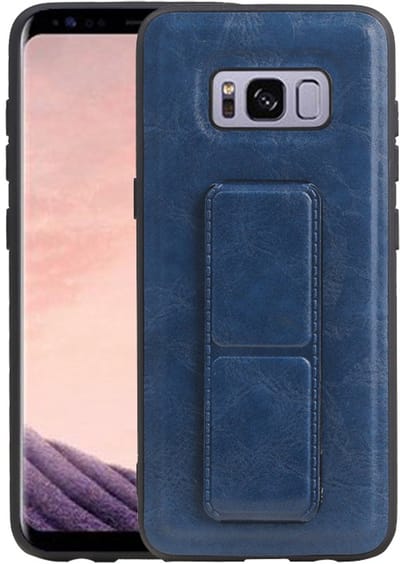 Grip Stand Hardcase Backcover - Telefoonhoesje - Achterkant Hoesje - Geschikt voor Samsung Galaxy S8 - Blauw