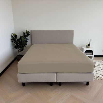 Kayori Emma Hoeslaken Katoensatijn - 90x210-220cm - Matrasdikte 35cm - Rondom Elastiek - Zand