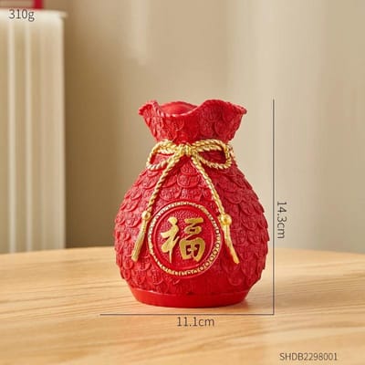 Décoration Créative de Salon pour le Nouvel An Blé Doré Houx Fruit de la Fortune Vase Arrangement Floral Sac Vase pour Fleurs Sèches brown