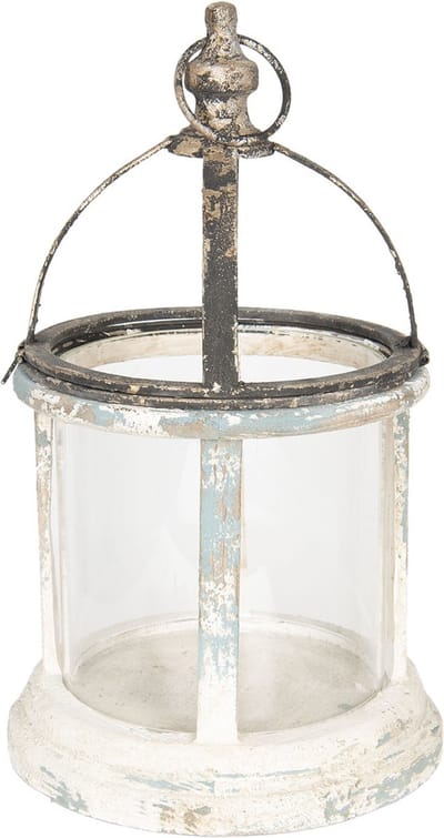 Clayre & Eef Windlicht Ø 28x46 cm Wit Hout