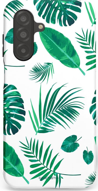 Casetastic Hoesje Geschikt voor Samsung A26 - Stijlvolle Beschermende Duo-layer Case - Groene Witte Jungle Bladeren Print