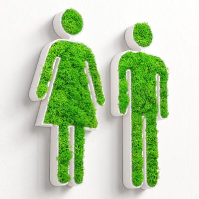 Deurbord Toilet - WC Teken - Gastentoilet Decoratie - Echt Mos Decoratie - 20x9cm - Wit