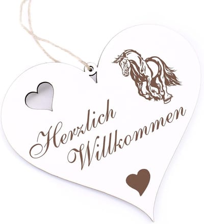Welkomstbord Hart - Deurbord Decoratie - Huis Verwelkomen - Hout Gravure - Wit
