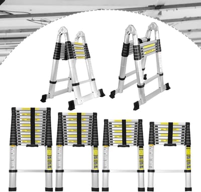 Telescopische Ladder - Uittrekbare Ladder - Multifunctioneel Klussen - Vingerveiligheid - 4.4 Meter - Meerkleurig