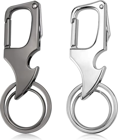 2 Karabijnhaak Sleutelhangers - Musketonhaak met Sleutelringen voor Volwassenen - Flesopener Musketon Autosleutel - Auto Klein Carabiner Sleutel Hanger, Houder - Karabijn haak Multitool - Keychain voor Vrouwen, Mannen - Karabijnsluiting Sleutelhouder